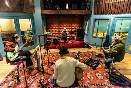 From Left - Hazel Royer on bass, Ira Klein (his back to the camera) on guitar, Annie Raines, and Kevin Barry. PHOTO: Rafi Sofer